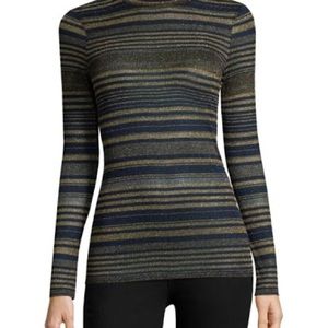 BCBG Maxazria Brinne Metallic Striped Turtleneck